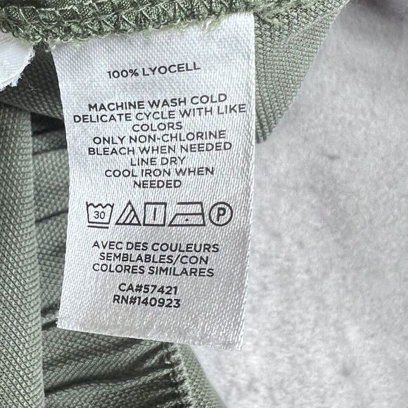 Loft Womens Large Green Wide Leg Cropped Palazzo Pull On Pleated High Rise Pant - Picture 11 of 12